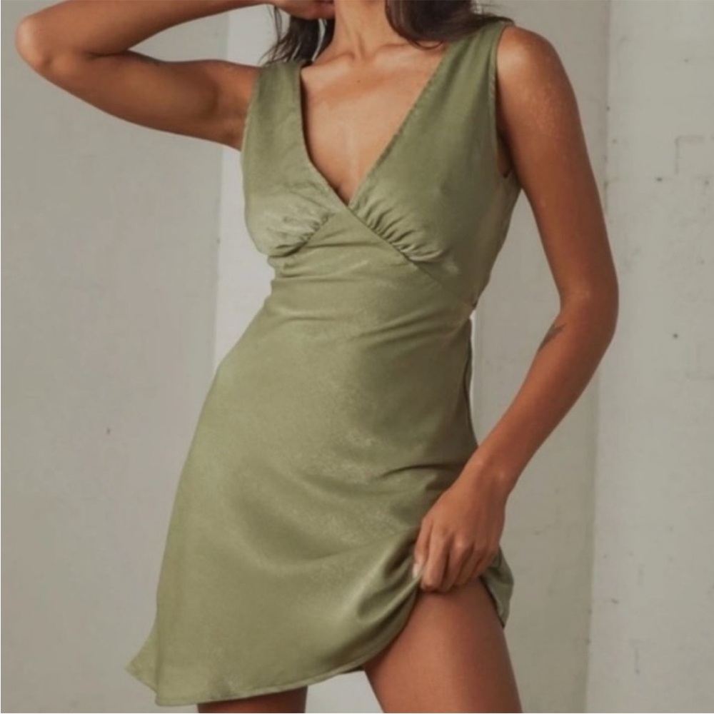 Peppermayo Olive Green Audrey Slip Dress
